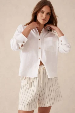 Women Ceres Life Relaxed Pocket Shirt- White