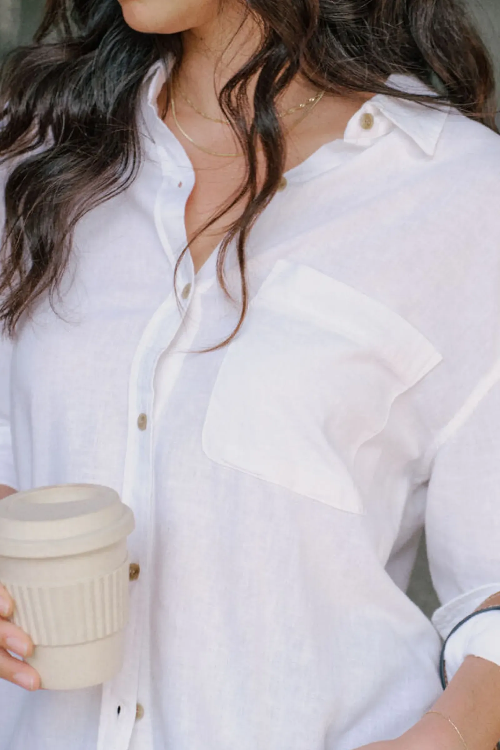 Women Ceres Life Relaxed Pocket Shirt- White