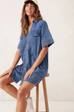 Women Ceres Life Relaxed Shirt Dress - Fresh Indigo