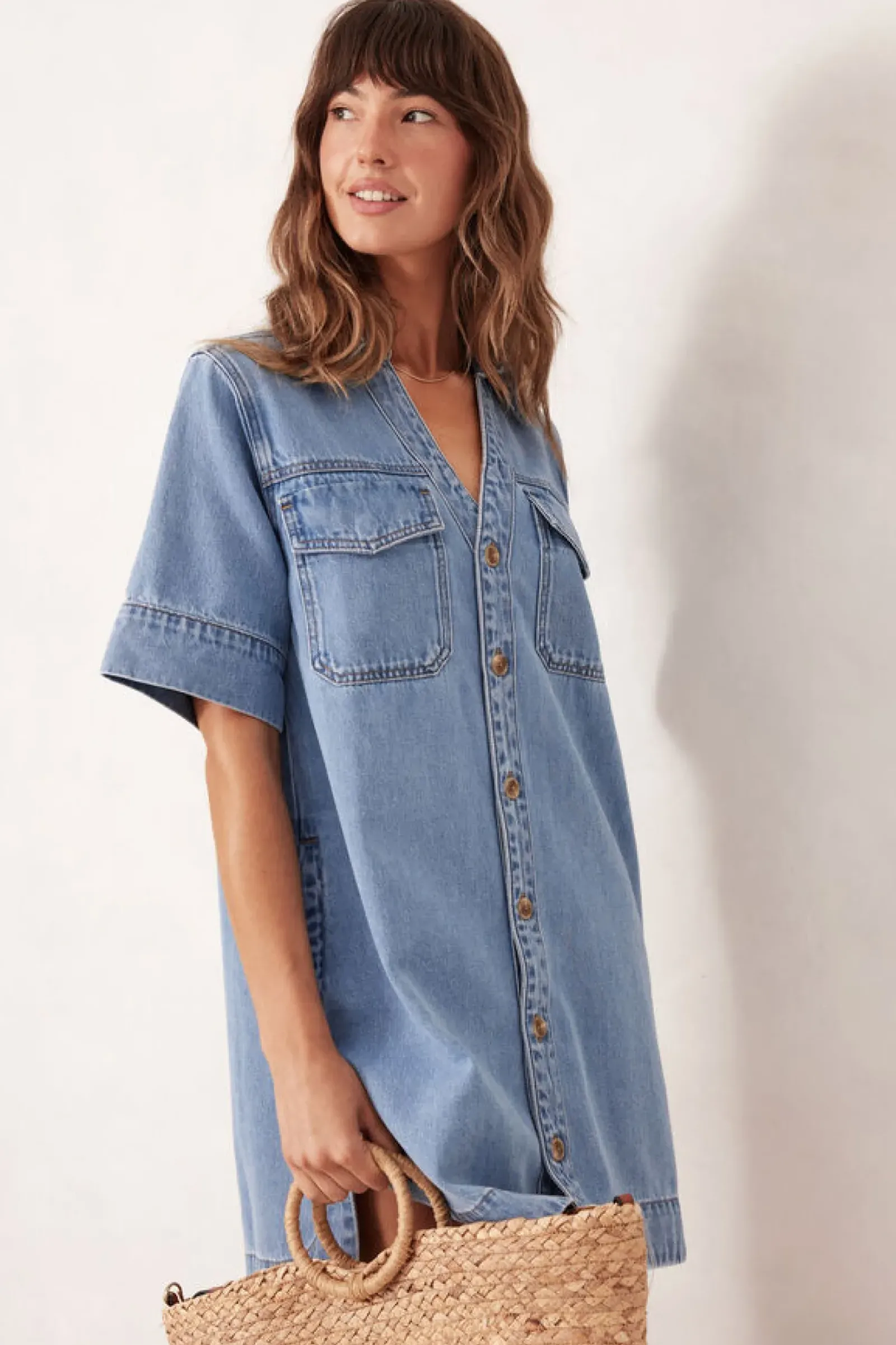 Women Ceres Life Relaxed Shirt Dress - Mid Vintage Blue