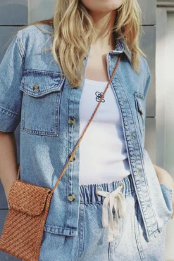 Women Ceres Life Short Sleeve Boxy Shirt - Vintage Blue Denim