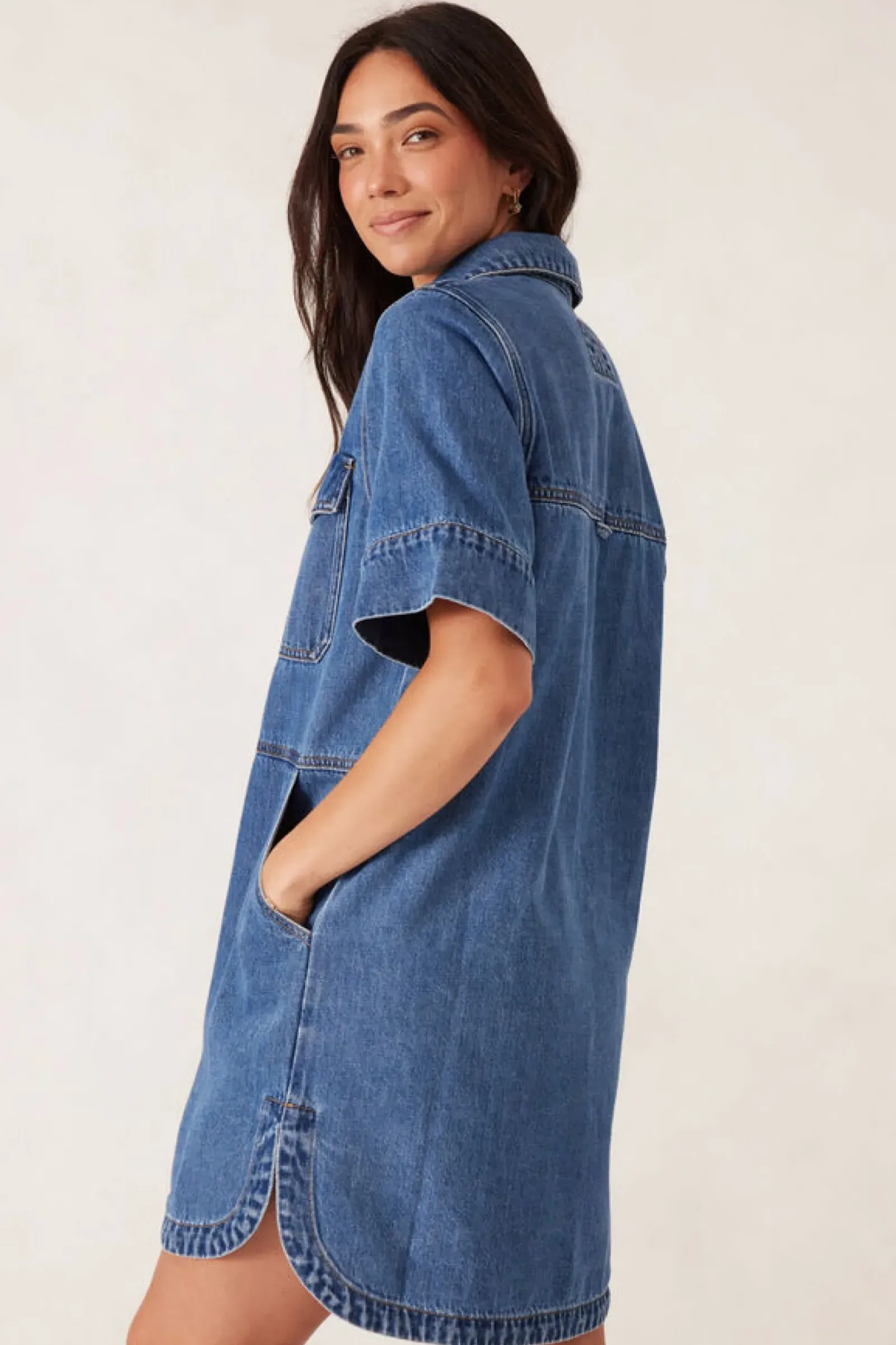 Women Ceres Life Side Pocket Boxy Dress - Fresh Indigo