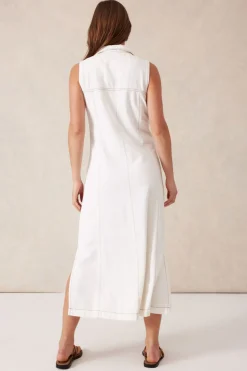 Women Ceres Life Sleeveless Panelled Midi Shirt Dress - Fresh Ecru