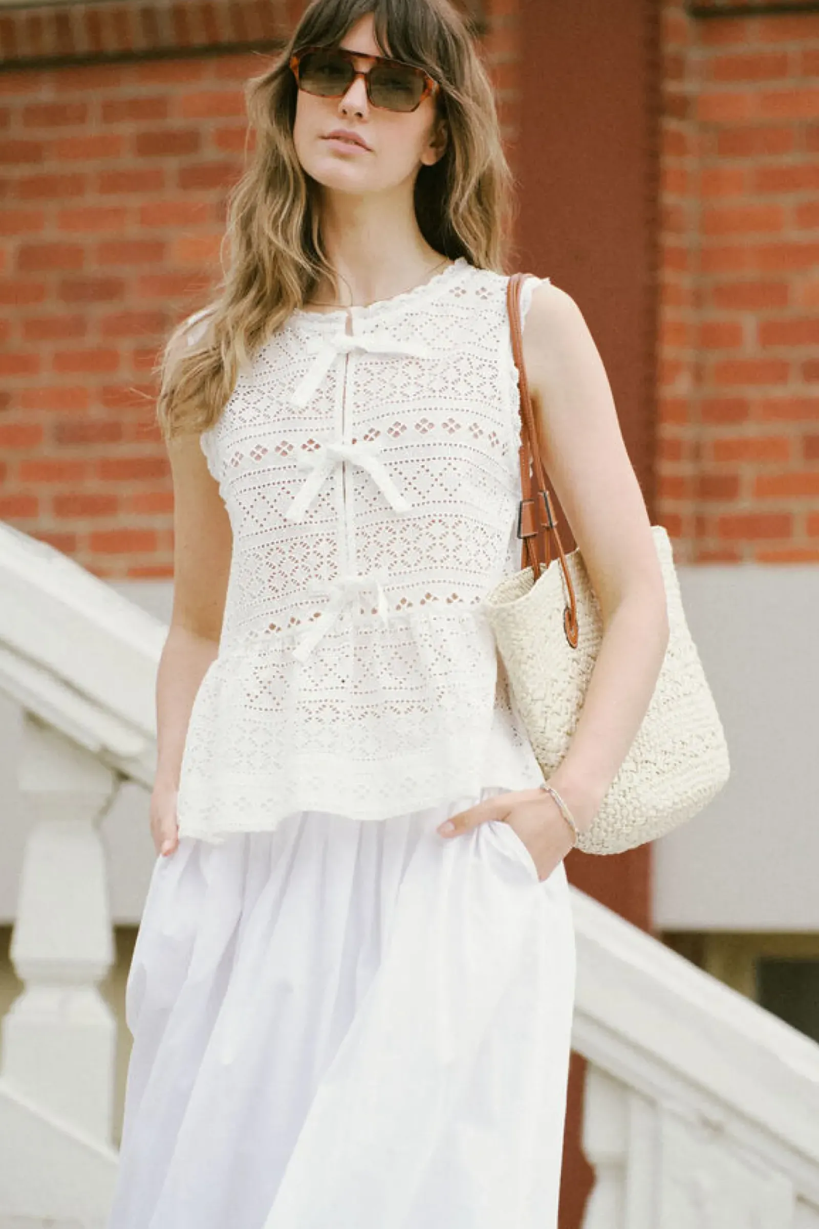 Women Ceres Life Sleeveless Tie Top - White