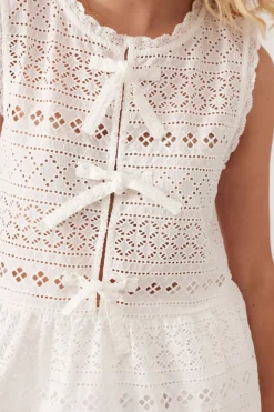 Women Ceres Life Sleeveless Tie Top - White