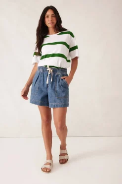 Women Ceres Life Slouchy Split Hem Tee - Winter Green Bold Stripe