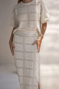 Women Ceres Life Square Knit Boxy Tee - Ecru