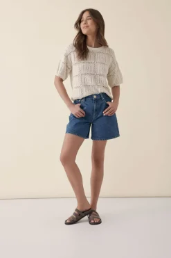 Women Ceres Life Square Knit Boxy Tee - Ecru