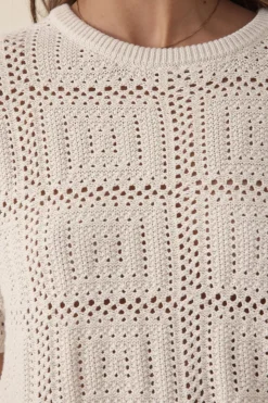 Women Ceres Life Square Knit Boxy Tee - Ecru