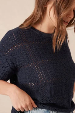 Women Ceres Life Square Knit Boxy Tee - New Navy