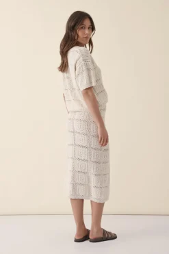Women Ceres Life Square Knit Midi Skirt - Ecru