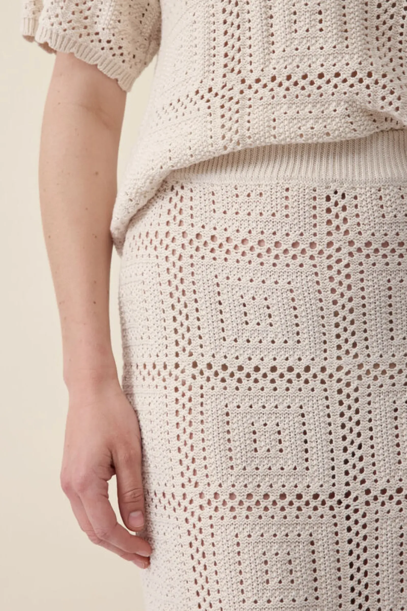 Women Ceres Life Square Knit Midi Skirt - Ecru