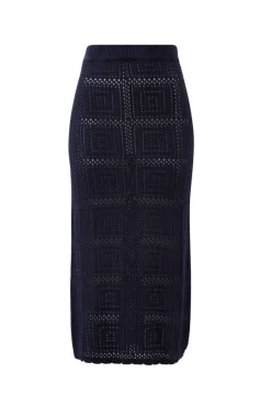 Women Ceres Life Square Knit Midi Skirt - New Navy