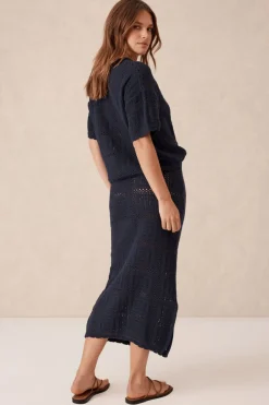 Women Ceres Life Square Knit Midi Skirt - New Navy