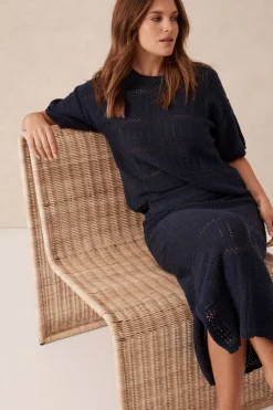 Women Ceres Life Square Knit Midi Skirt - New Navy