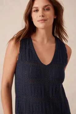 Women Ceres Life Square Knit Midi Tank Dress - New Navy