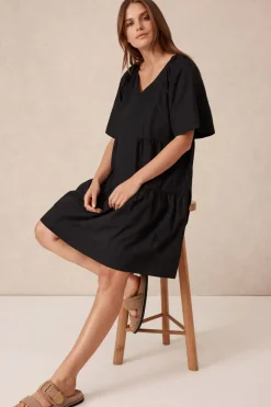 Women Ceres Life Tiered Poplin Mini Dress - Black