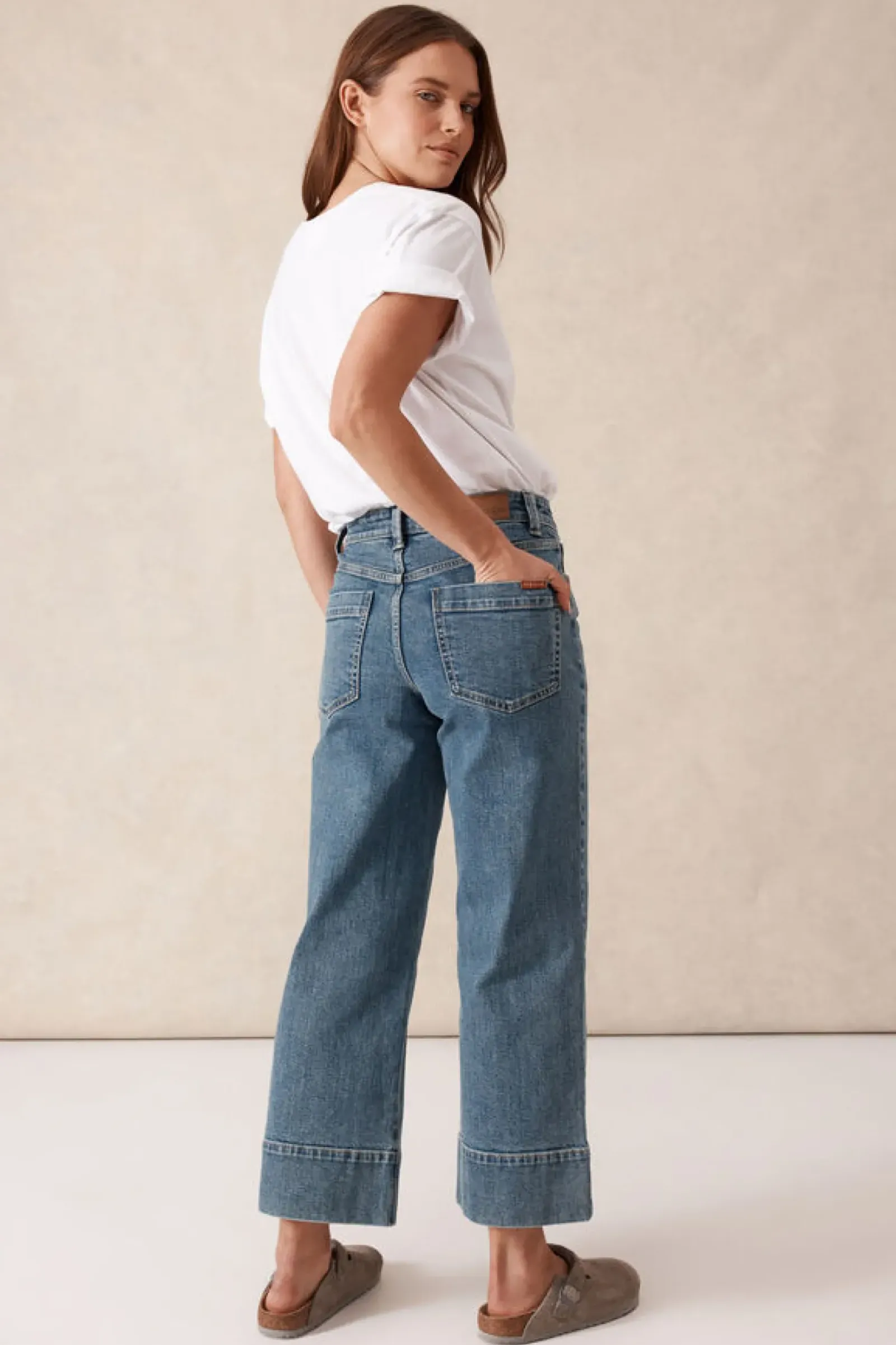 Women Ceres Life Wide Leg Crop Jean - Mid Indigo