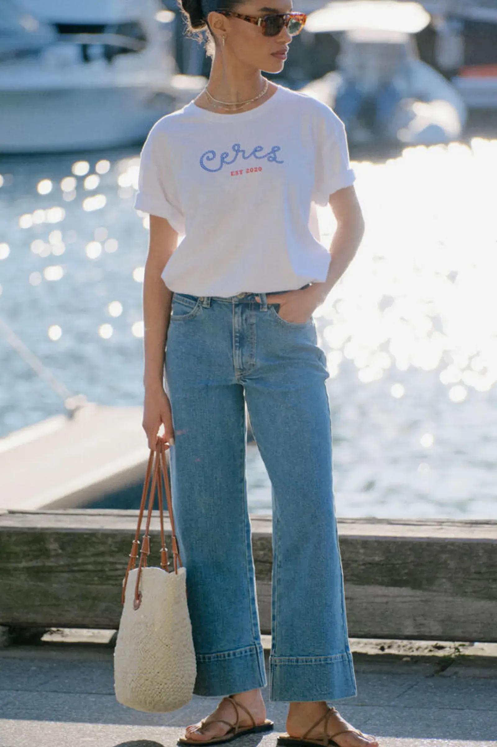 Women Ceres Life Wide Leg Crop Jean - Mid Indigo