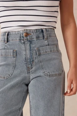 Women Ceres Life Wide Leg Front Pocket Jean - Vintage Blue