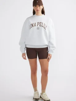 Women Ena Pelly Classic Collegiate Sweatshirt - White Marle