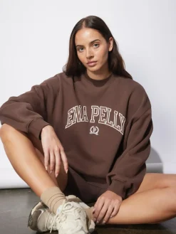 Women Ena Pelly Classic Collegiate Sweatshirt - Mocha