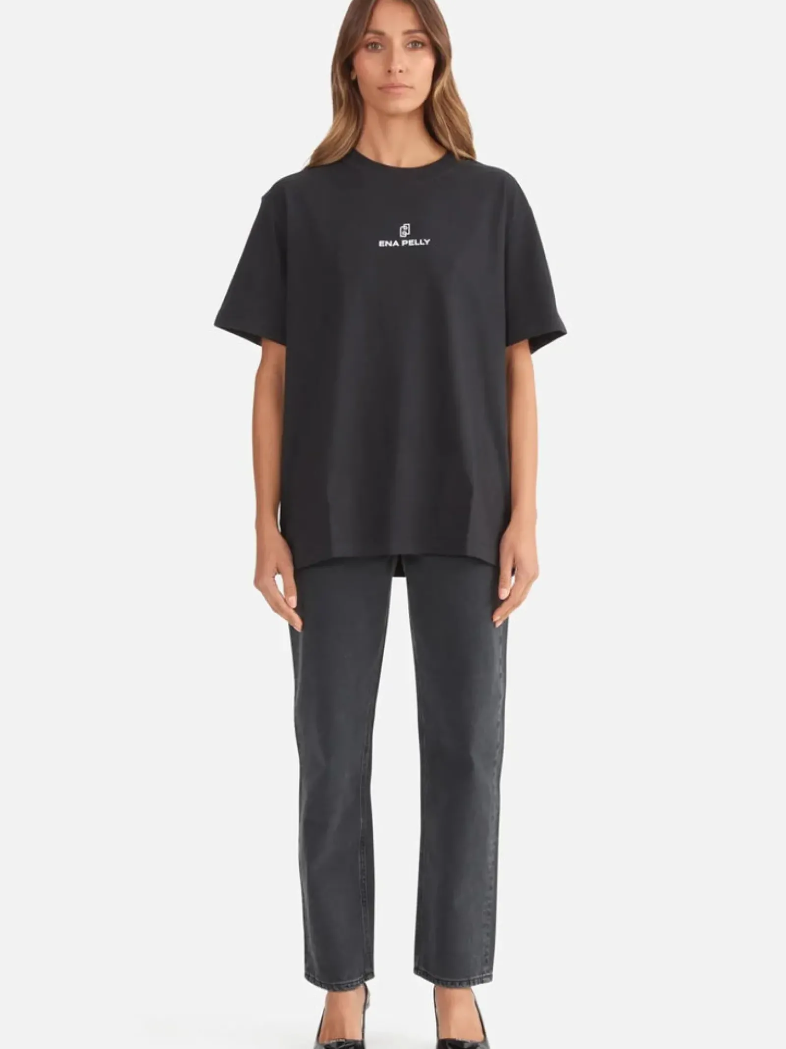 Women Ena Pelly Lexi Monogram Tee- Black