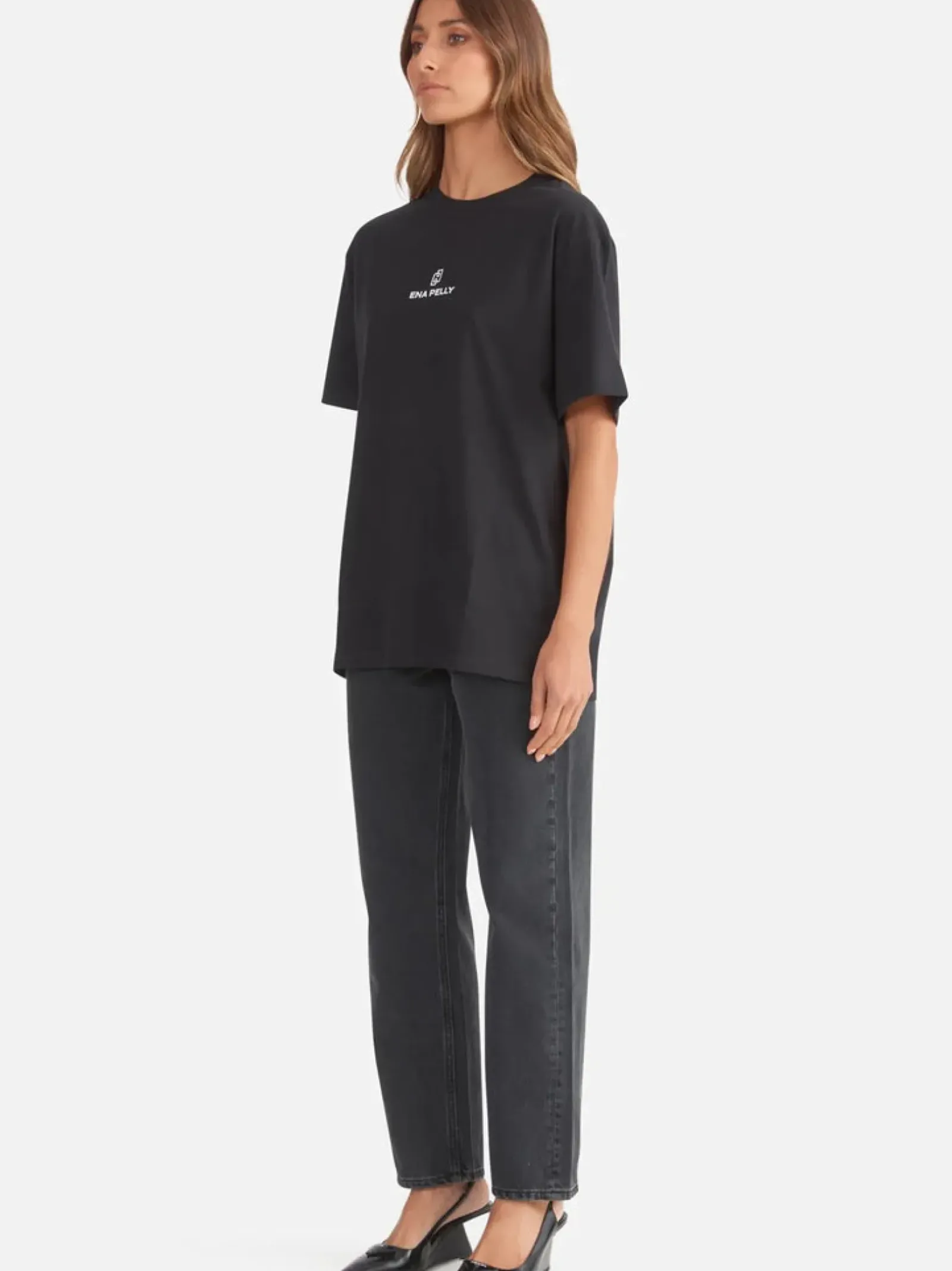 Women Ena Pelly Lexi Monogram Tee- Black