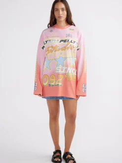 Women Ena Pelly Moto Long Sleeve Tee Dress - Multi