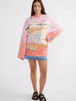 Women Ena Pelly Moto Long Sleeve Tee Dress - Multi