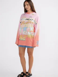 Women Ena Pelly Moto Long Sleeve Tee Dress - Multi