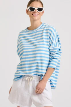 Women Est1971 Est 1971 Raw Summer Sweatshirt - Blue/White Stripe