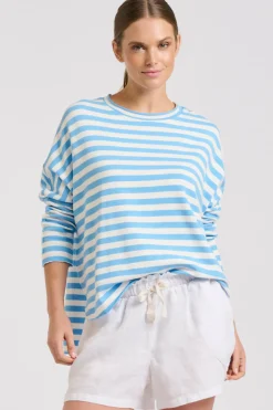 Women Est1971 Est 1971 Raw Summer Sweatshirt - Blue/White Stripe