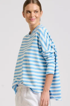 Women Est1971 Est 1971 Raw Summer Sweatshirt - Blue/White Stripe