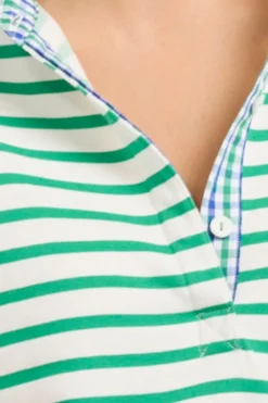 Women Est1971 Est 1971 Rugby Frill Collar Cotton Sweatshirt - Green Stripe