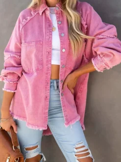 Women Eyes on Floyd Trixie Shirt Denim Jacket - Pink