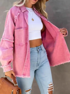 Women Eyes on Floyd Trixie Shirt Denim Jacket - Pink