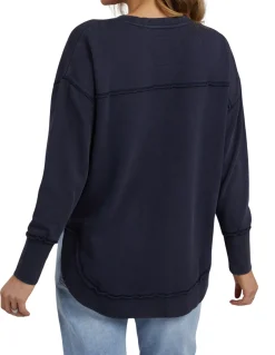 Women Foxwood Simplified Crew- Washed Navy