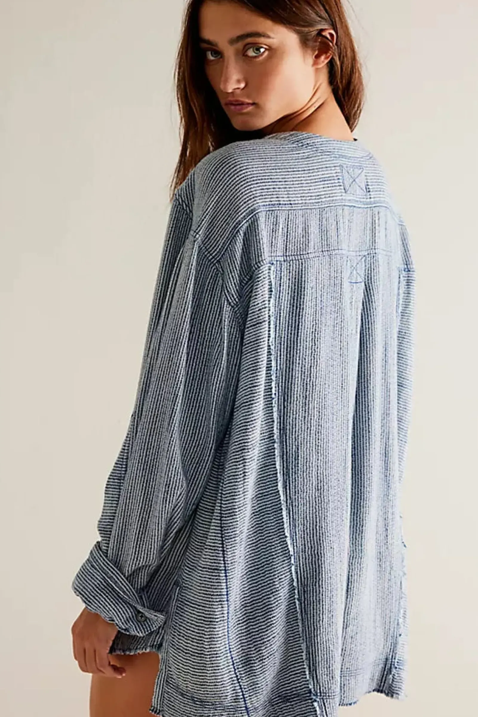 Women Free People By The Shore Shirt - Indigo Stripe