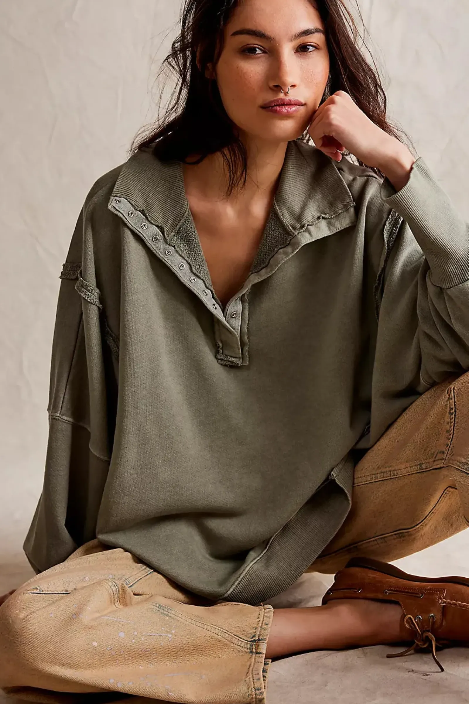 Women Free People Camden Henley - Laurel Oak