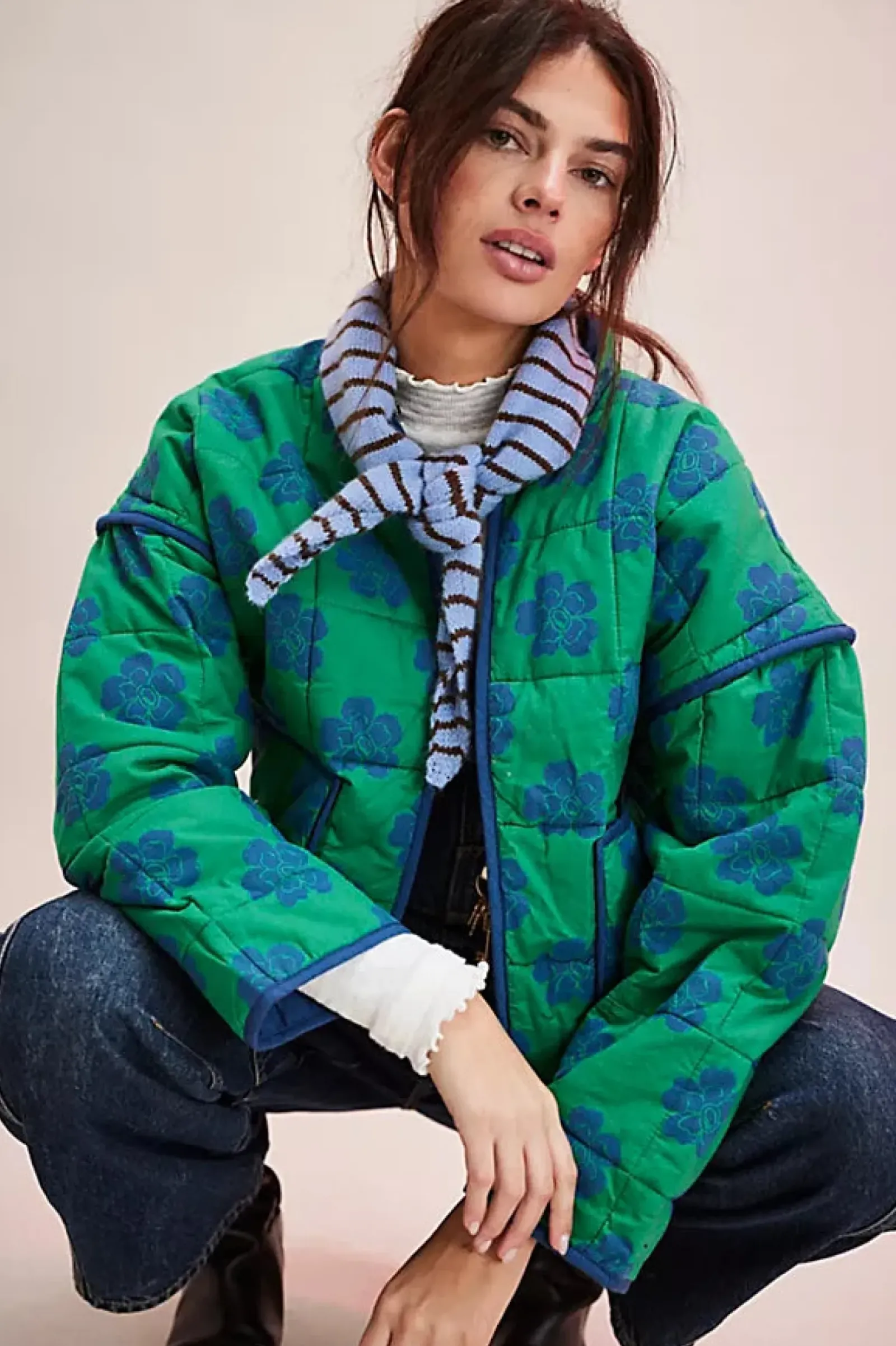 Women Free People Chloe Jacket - Grass Combo