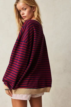 Women Free People Classic Striped Crew - Nautical Combo