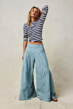 Women Free People Dawn on Me Wide Leg Jeans - Moonlit