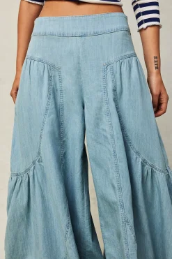 Women Free People Dawn on Me Wide Leg Jeans - Moonlit