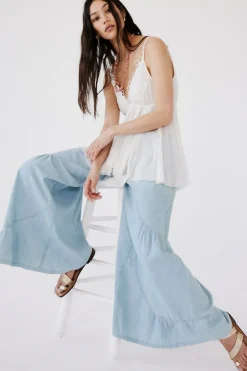 Women Free People Dawn on Me Wide Leg Jeans - Moonlit