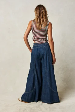 Women Free People Dawn on Me Wide Leg Jeans - London Blue