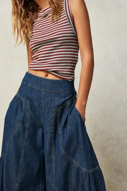 Women Free People Dawn on Me Wide Leg Jeans - London Blue