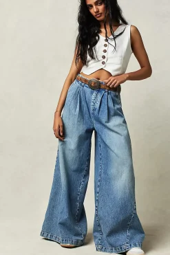 Women Free People Equinox Denim Trouser - Open Sky