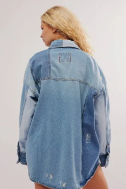 Women Free People Mountain Roads Shirt - Indigo Mixed