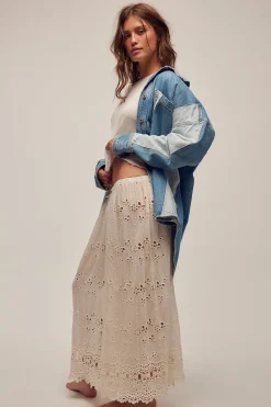 Women Free People Mountain Roads Shirt - Indigo Mixed